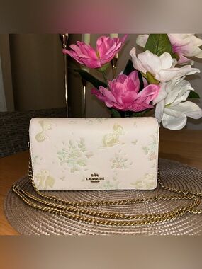DISNEY X COACH CALLIE FOLDOVER CHAIN CLUTCH BAMBI